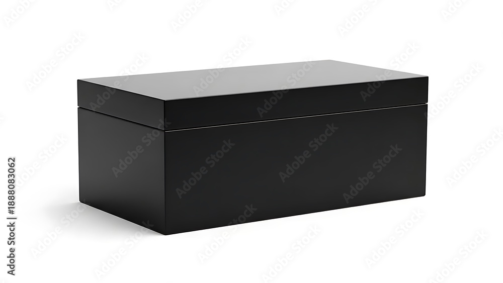 Fototapeta premium Black rectangular box with lid black box closed box matte box