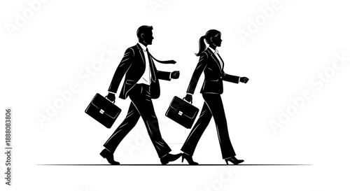 business people walking side by side carrying briefcases symbolizing career progress professional teamwork and corporate success in marketing materials.