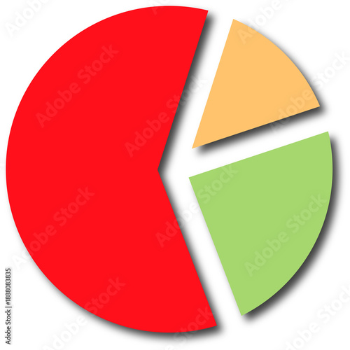 Free Download Visual representation of data distribution through a colorful pie chart with three distinct segments isolated on transparent background - GFXLoad