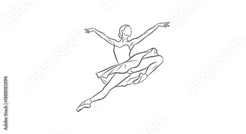 ballerina jumping gracefully in an artistic ballet pose for elegant graphic design elements and classical dance performance