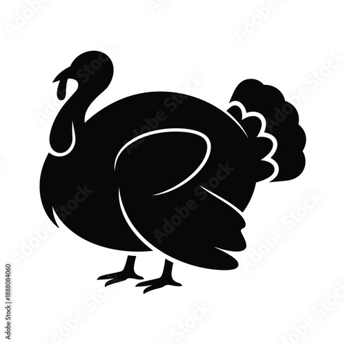 Simple black silhouette of a turkey facing towards the left side