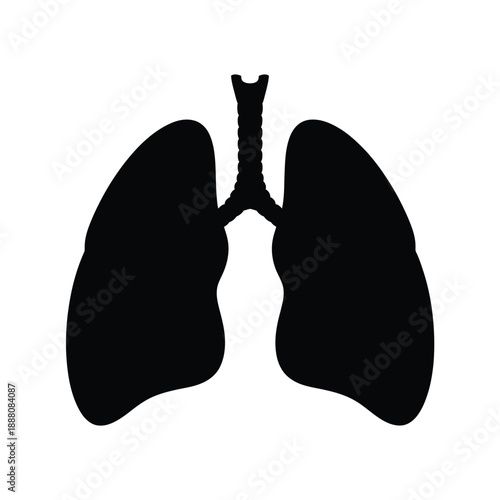 Simple black silhouette depicting the human lungs and trachea