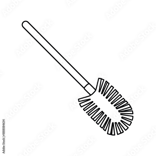 Simple black and white line drawing of a toilet brush