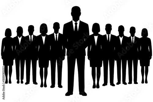 group of business people,
Leader and Team Silhouette – Business Authority Concept