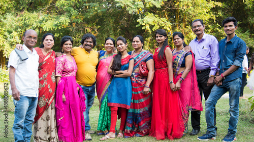 Happy Indian family at outdoors, Enjoying holiday in park.