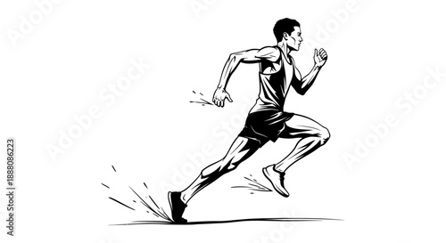 male runner sprinting fast showcasing speed and determination for athletic fitness training concepts and health advertising campaigns