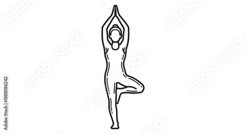 minimalist line art of a person in a yoga tree pose illustrating balance wellness and mindfulness for health and fitness content