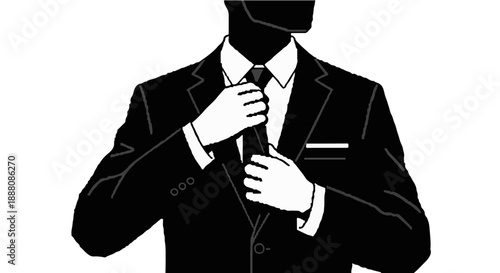 businessman adjusting tie in a stylish black suit preparing for an important corporate meeting symbolizing professionalism success and readiness