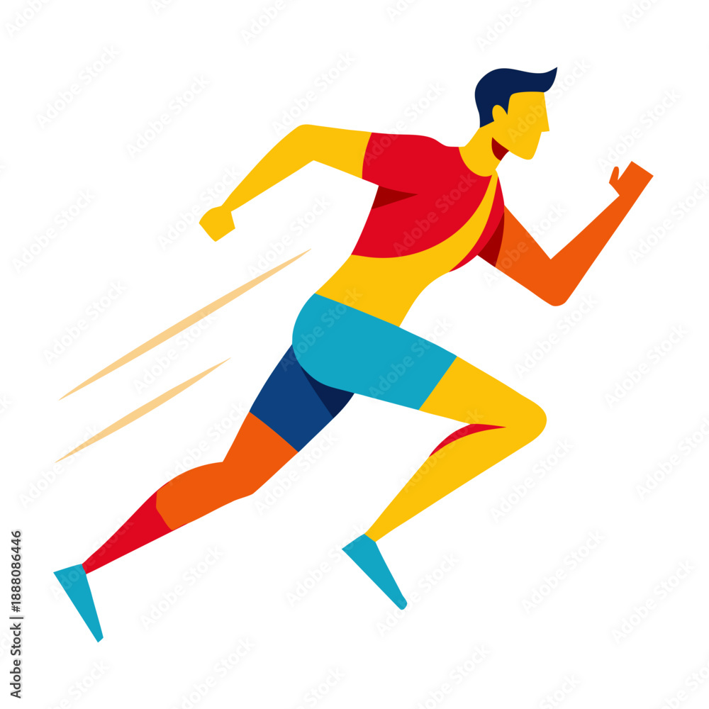 Fototapeta premium Dynamic runner in flat design style