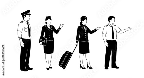 Airport staff and passengers interacting with luggage in a formal airline setting