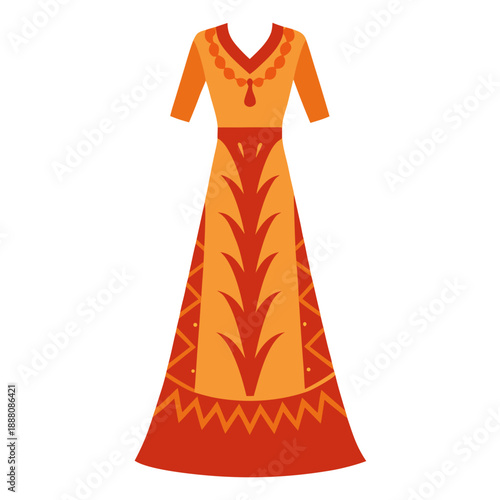 Traditional long dress with patterned design