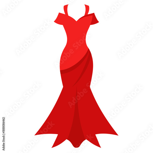 Elegant red evening gown illustration