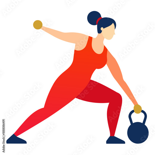 Strong woman lifting weights illustration