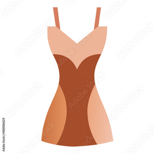 Elegant brown and beige strappy dress illustration