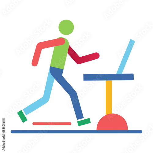 Running person with laptop workstation