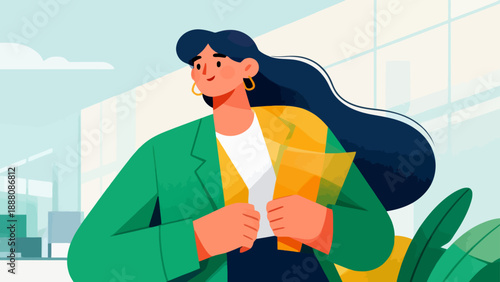 Businesswoman holding documents in office