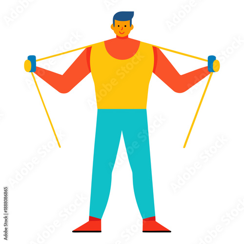 Man exercising with dumbbells illustration