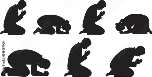 Black silhouette illustration of photographers using cameras on tripods in diverse poses, symbolizing professional photography, creative work, image capture, and artistic visual design concepts