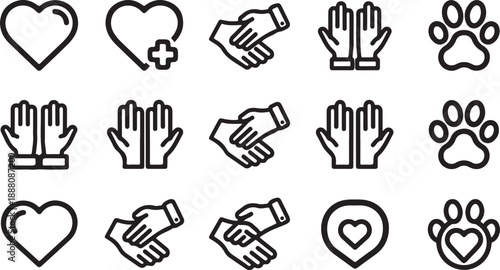 Set of Charity and Love Icons