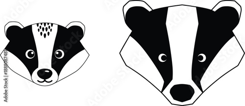 Illustration of two badger heads