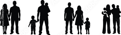 Silhouettes of diverse family units and age groups