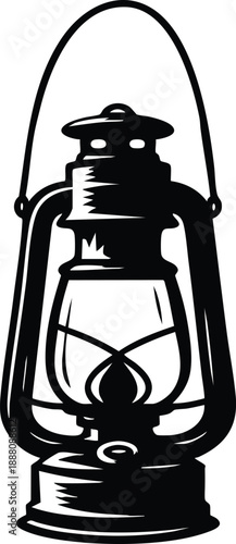 Vintage kerosene lantern illustration classic oil lamp symbol for camping and retro design isolated on white background