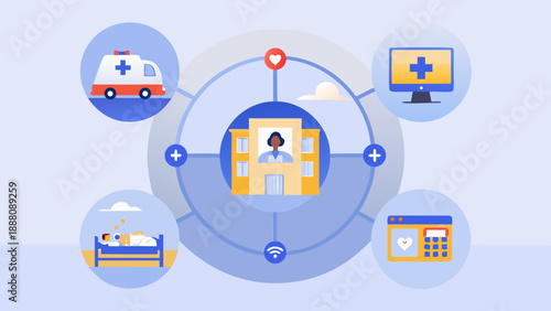 Modern telemedicine concept with healthcare connections