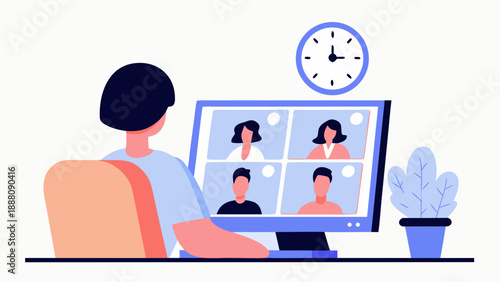 Remote worker video conferencing with colleagues online