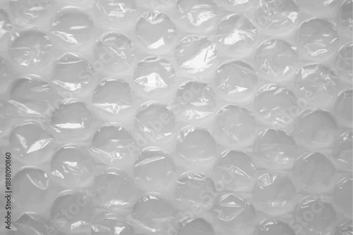 Bubble wrap texture background, plastic cell pattern vector illustration. Transparent bubble film packaging material, realistic white wrinkled plastic wrap for protection and delivery design.