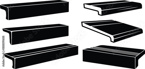 Black rectangular objects in various orientations on white background