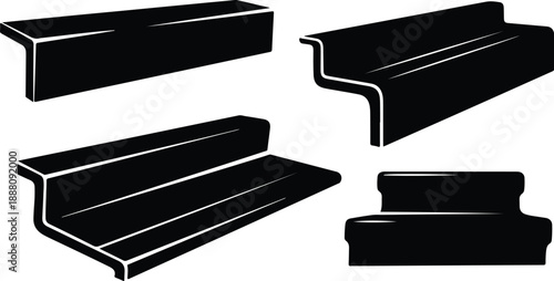 Black and white illustration of various stair steps designs