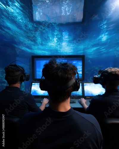 Wallpaper Mural Virtual Reality Simulation Room with Crew Wearing Headsets for Training Torontodigital.ca