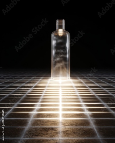 Wallpaper Mural Glowing Airless Bottle on a Sterile Grid Surface from Below Torontodigital.ca