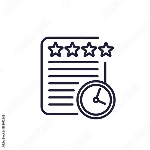 real time feedback line icon with clock