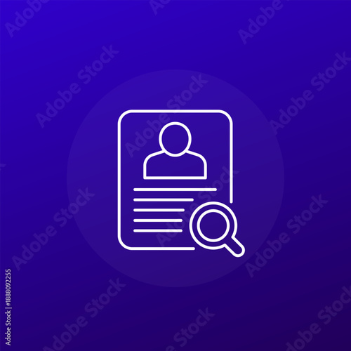 profile search icon with magnifying glass, line design