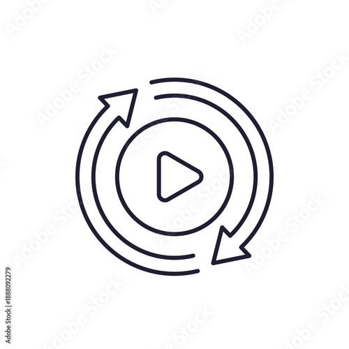 auto play line icon on white