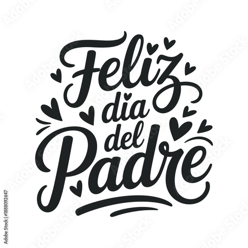 Elegant black lettering spells feliz d a del padre with decorative flourishes