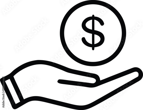 Hand Holding Falling Coin With Dollar Symbol