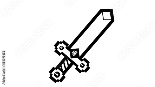 Simple black and white illustration of a sword