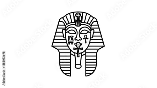 Ancient egyptian pharaoh mask with symbolic emblems