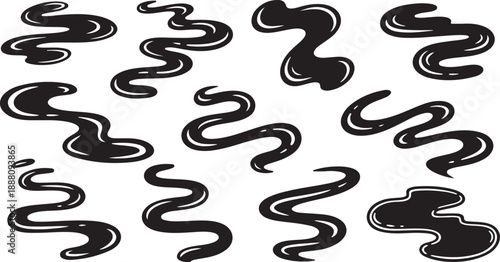 Black Squiggly Lines on White Background Illustration Design