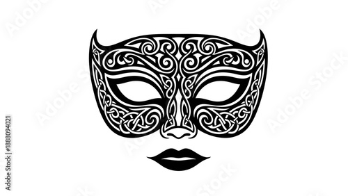 Elegant black masquerade mask with intricate design