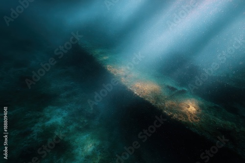 Wallpaper Mural Ancient Submarine Ruins Underwater with Dramatic Light Effects Torontodigital.ca
