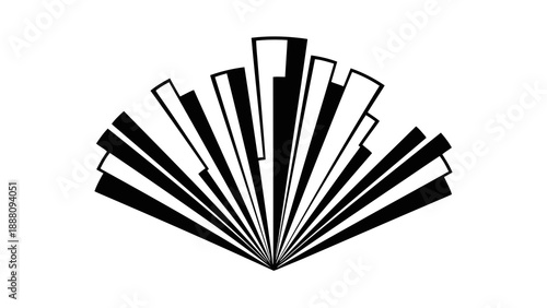 Black and white fan shape design on white background