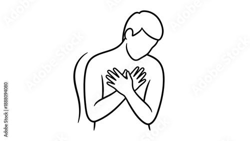 Man experiencing chest pain or heartache