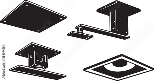 Black and white metal bracket designs and mounts collection