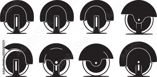 Security Camera Icons Set in Black and White Color