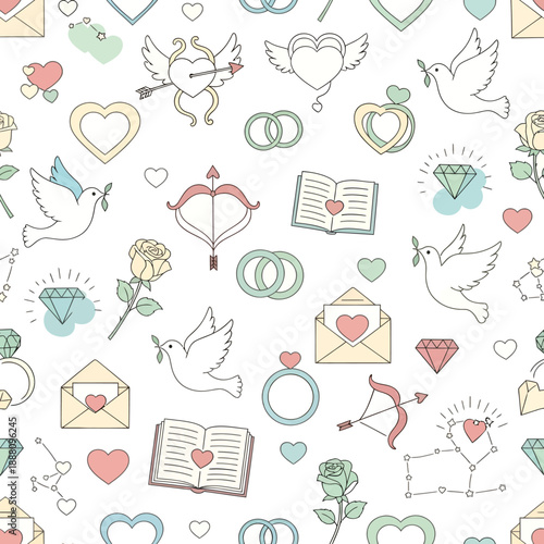 Colorful wedding and love themed icons.