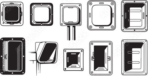 Various Window and Door Frame Designs in Black and White