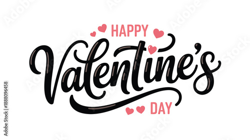 A stylish black and pink valentine s day lettering design with heart accents